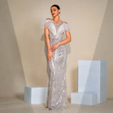 Elegant Sleeveless round Neck Sequ Cocktail Evening Dress Bridesmaid